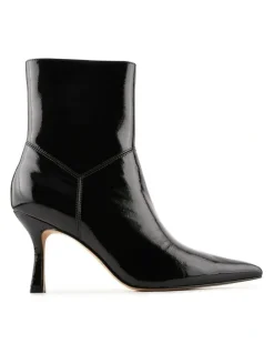 Jo Mercer Amari High Ankle Boots in Black Crinkle Patent