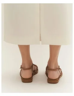Jo Mercer Aven Leather Flat Sandals in Tuscan Tan