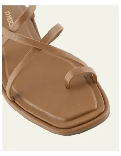 Jo Mercer Aven Leather Flat Sandals in Tuscan Tan