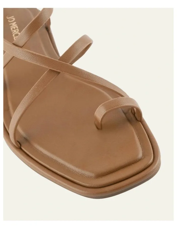 Jo Mercer Aven Leather Flat Sandals in Tuscan Tan