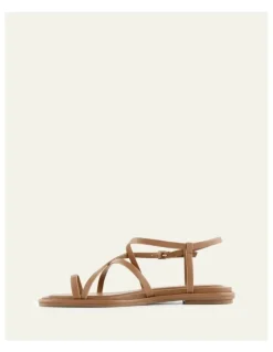Jo Mercer Aven Leather Flat Sandals in Tuscan Tan