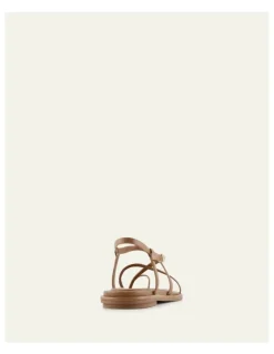Jo Mercer Aven Leather Flat Sandals in Tuscan Tan