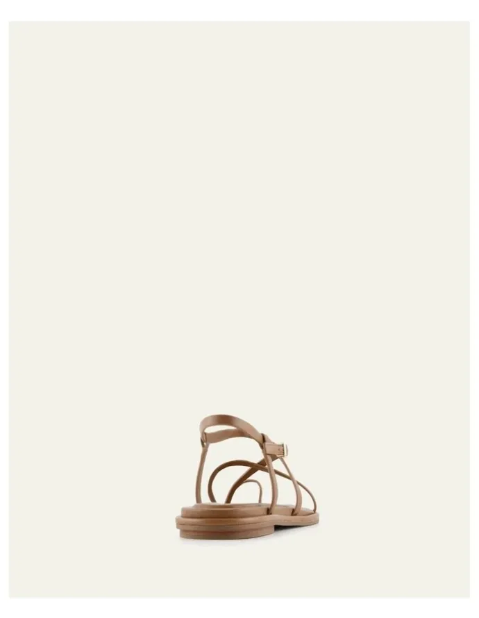 Jo Mercer Aven Leather Flat Sandals in Tuscan Tan