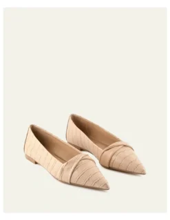 Jo Mercer Demetri Dress Flats in Beige Croc
