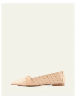 Jo Mercer Demetri Dress Flats in Beige Croc