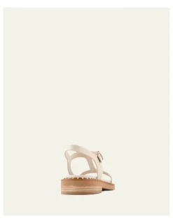 Jo Mercer Elodie Leather Flat Sandals in Off White