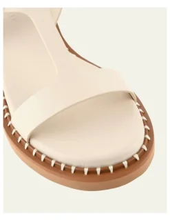 Jo Mercer Elodie Leather Flat Sandals in Off White