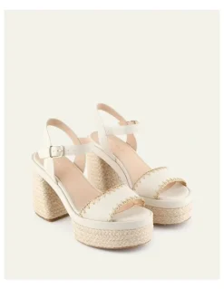 Jo Mercer Fisher High Heel Platform Sandals in Off White