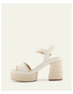 Jo Mercer Fisher High Heel Platform Sandals in Off White