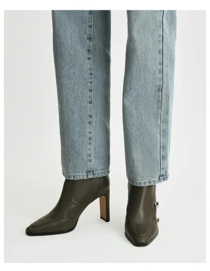 Jo Mercer Jaimee High Ankle Boots in Dark Olive Leather