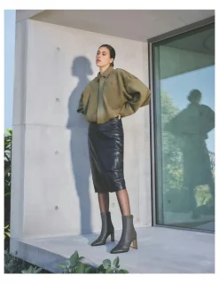 Jo Mercer Jaimee High Ankle Boots in Dark Olive Leather