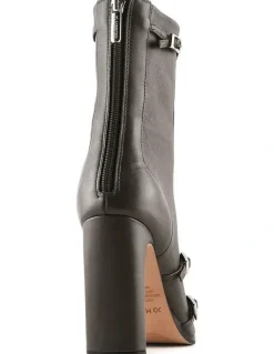 Jo Mercer Jaimee High Ankle Boots in Dark Olive Leather