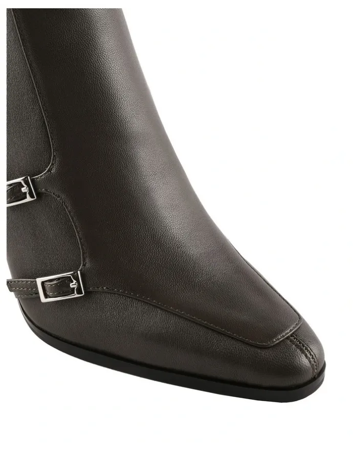 Jo Mercer Jaimee High Ankle Boots in Dark Olive Leather