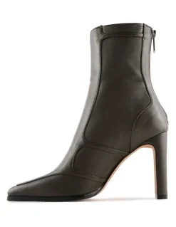Jo Mercer Jaimee High Ankle Boots in Dark Olive Leather