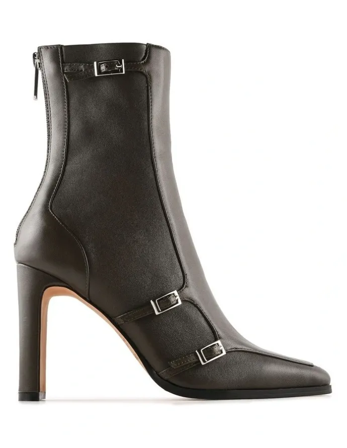 Jo Mercer Jaimee High Ankle Boots in Dark Olive Leather