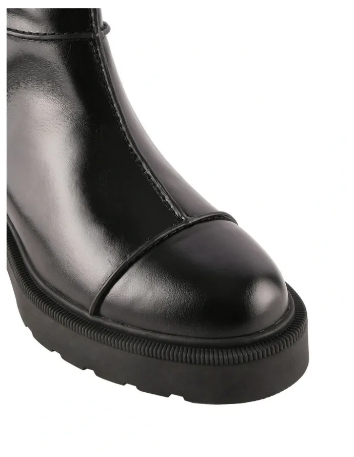 Jo Mercer Parker Flat Ankle Boots in Black Leather