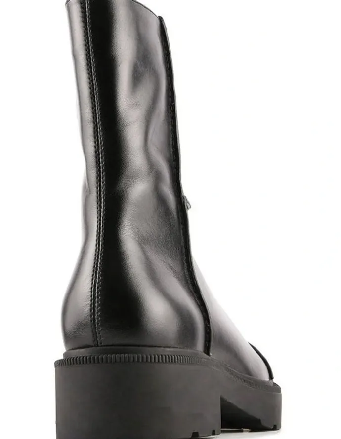 Jo Mercer Parker Flat Ankle Boots in Black Leather