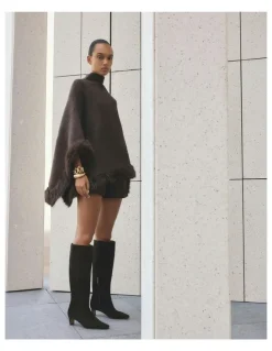 Jo Mercer Sophie Knee Boots in Bitter Choc Suede