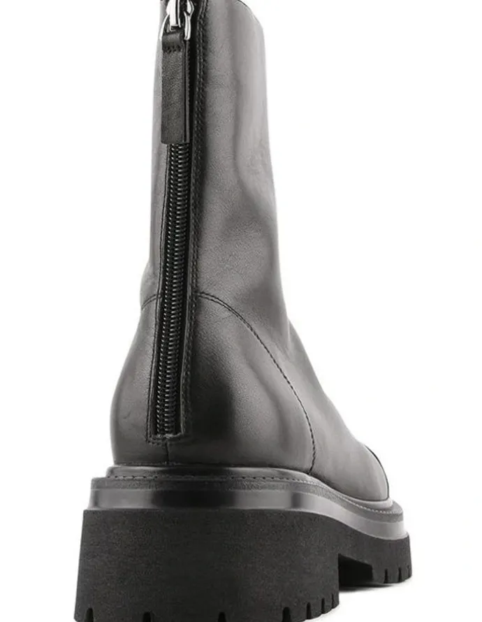 Jo Mercer Tatum Flat Ankle Boots in Black Leather
