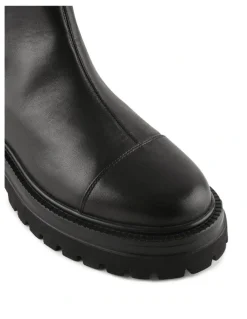 Jo Mercer Tatum Flat Ankle Boots in Black Leather