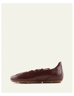 Jo Mercer Umber Leather Sneakers in Mulberry