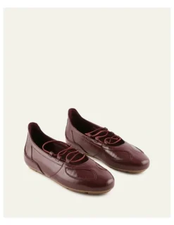 Jo Mercer Umber Leather Sneakers in Mulberry
