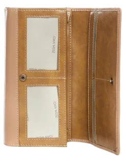 Joan Weisz Dakota Flap Over Wallet in Taupe