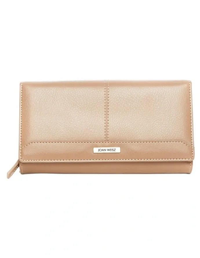 Joan Weisz Dakota Flap Over Wallet in Taupe