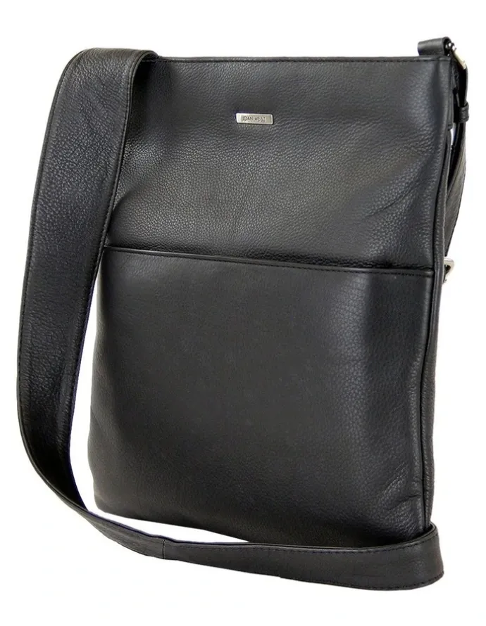 Joan Weisz Front Zip Pocket Sling Bag Large in Black