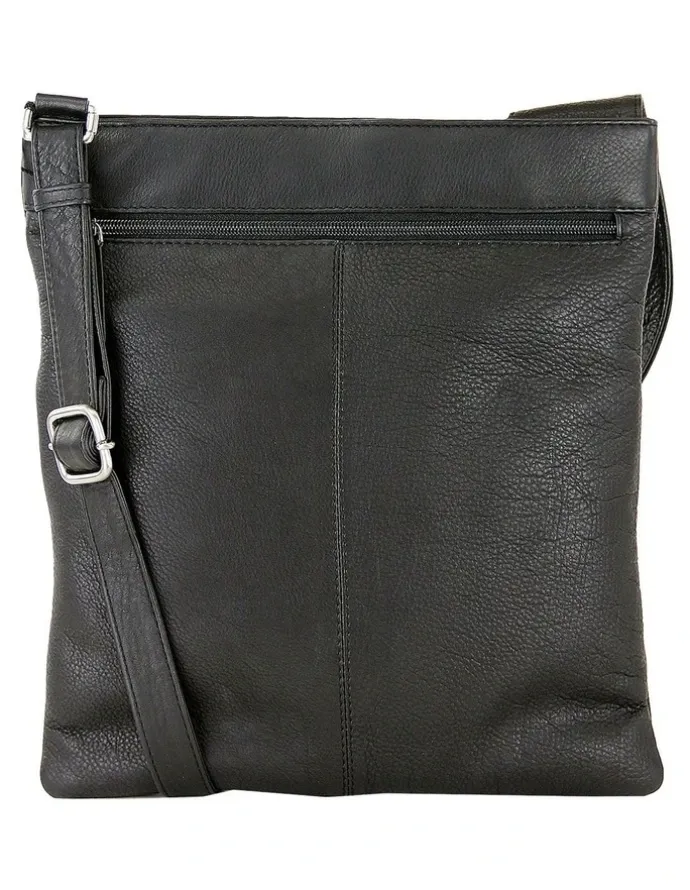 Joan Weisz Front Zip Pocket Sling Bag Large in Black