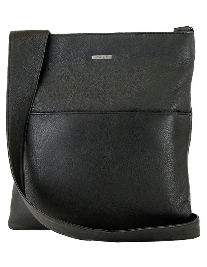 Joan Weisz Front Zip Pocket Sling Bag Large in Black