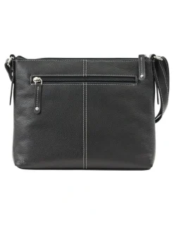 Joan Weisz Tracks Black Zip Top Crossbody Bag In Black