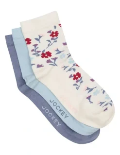 Jockey Pattern Anklet Socks 3 Pack in Multi
