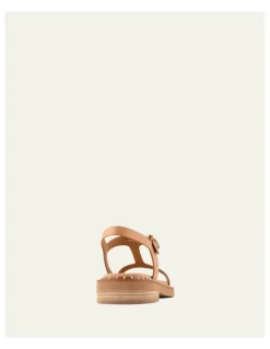 Jo Mercer Elodie Leather Flat Sandals in Tan