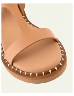 Jo Mercer Elodie Leather Flat Sandals in Tan