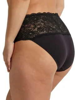 Kayser Cotton & Lace Full Brief in Black
