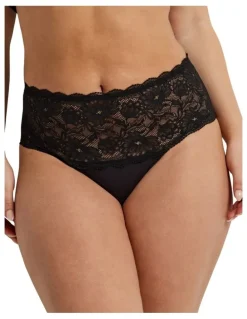 Kayser Cotton & Lace Full Brief in Black