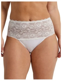 Kayser Cotton & Lace Full Brief in White