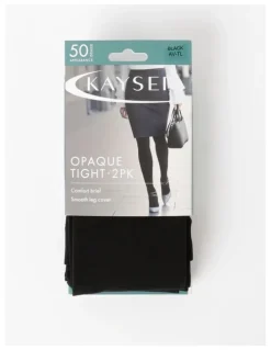 Kayser 50D Opaque Tights 2 Pack in Black