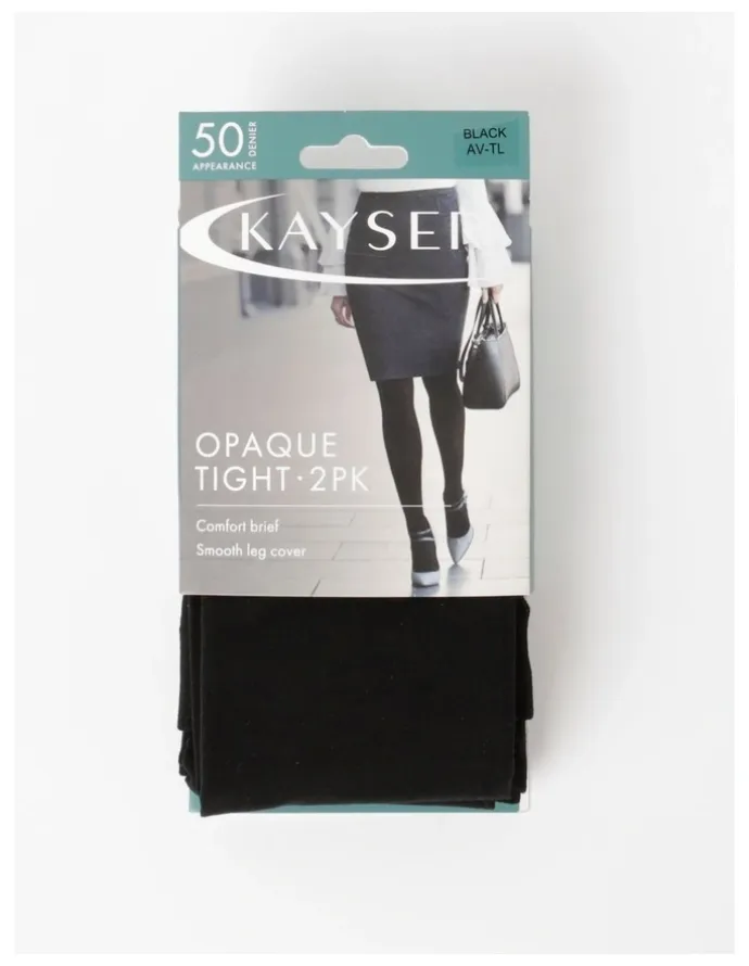 Kayser 50D Opaque Tights 2 Pack in Black