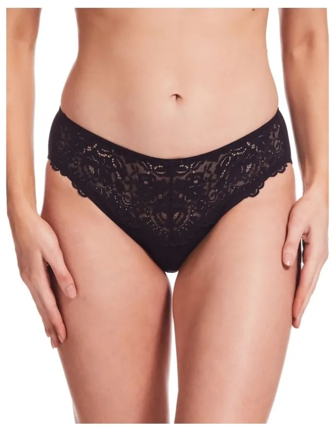 Kayser Lace Stretch Cotton Hicut Brief in Black