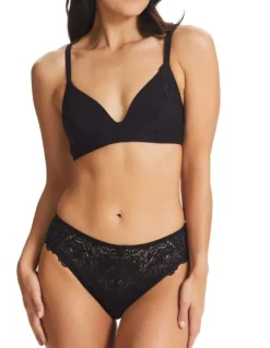 Kayser Lace Stretch Cotton Hicut Brief in Black