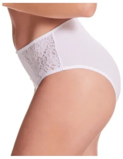 Kayser Lace Stretch Cotton Full Brief in White