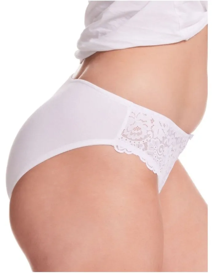 Kayser Lace Stretch Cotton Hicut Brief in White