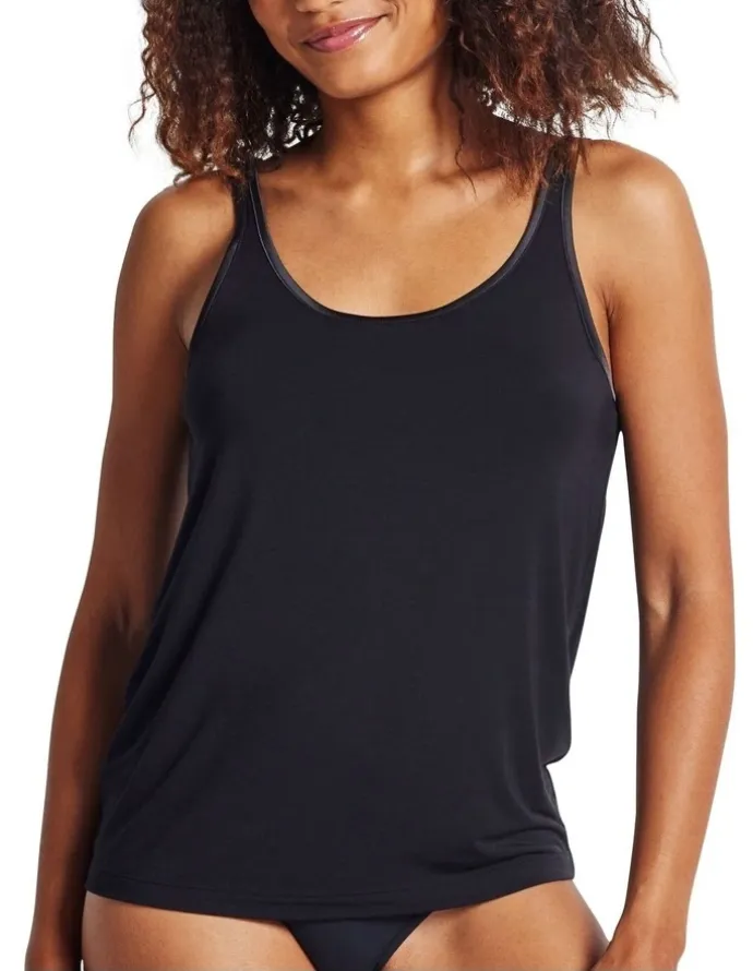 Kayser Wide Strap Satin Trim Cami in Black