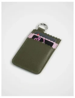 kikki.K Mini Leather Card Wallet in Olive