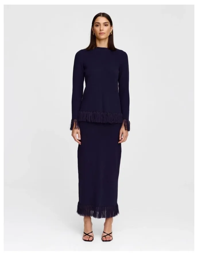 Kinney Marigold Knit Skirt in Navy