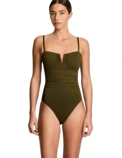 Lauren Ralph Lauren Beach Club Solids V Wire High Leg Shaping Swimsuit