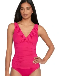 Lauren Ralph Lauren Beach Club Solids Ruffle Surplice Underwired One-Piece Swimsuit in Orchird