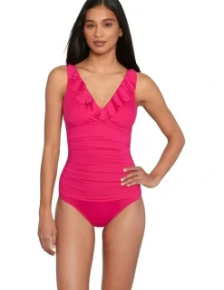 Lauren Ralph Lauren Beach Club Solids Ruffle Surplice Underwired One-Piece Swimsuit in Orchird
